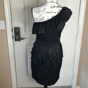 Arden B. Women's Textured One Shoulder Ruffled Dress Black ~ Size S